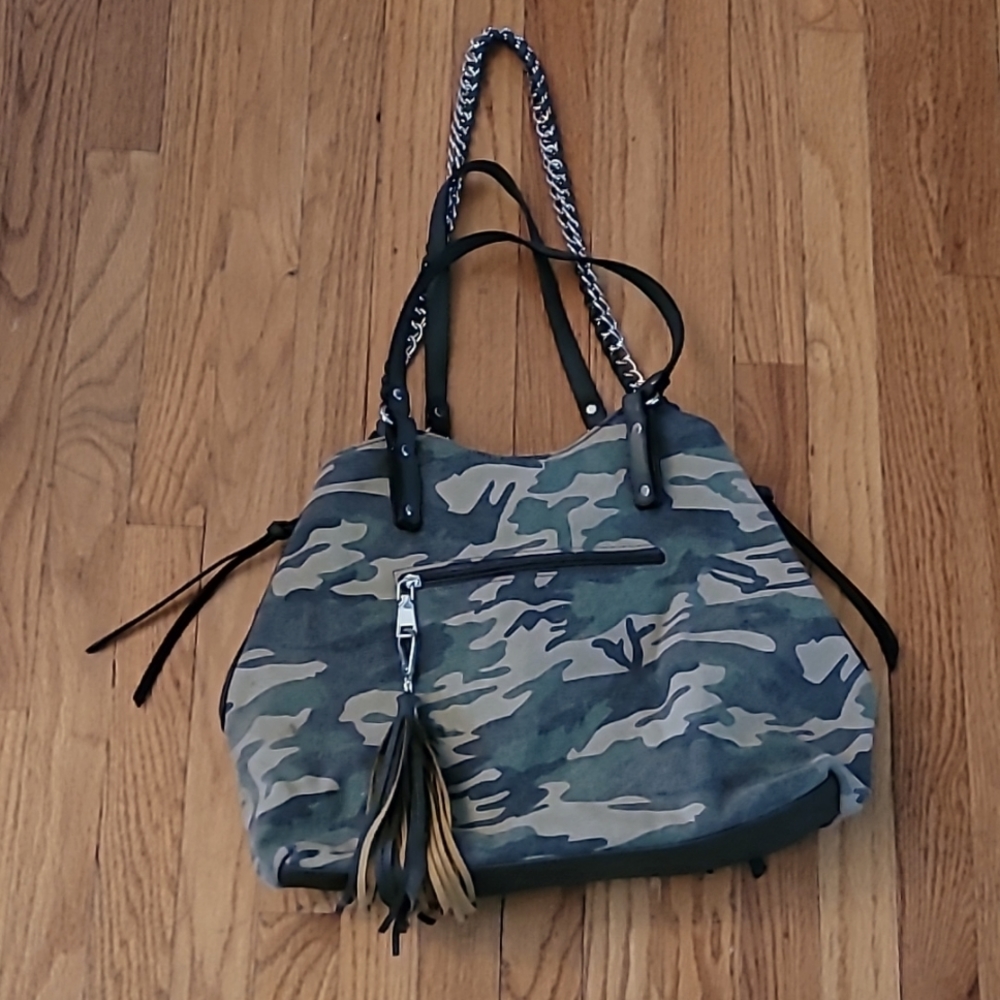 Black Revet Leather and canvas bag with 3 types of handles Wilson Leather Compan